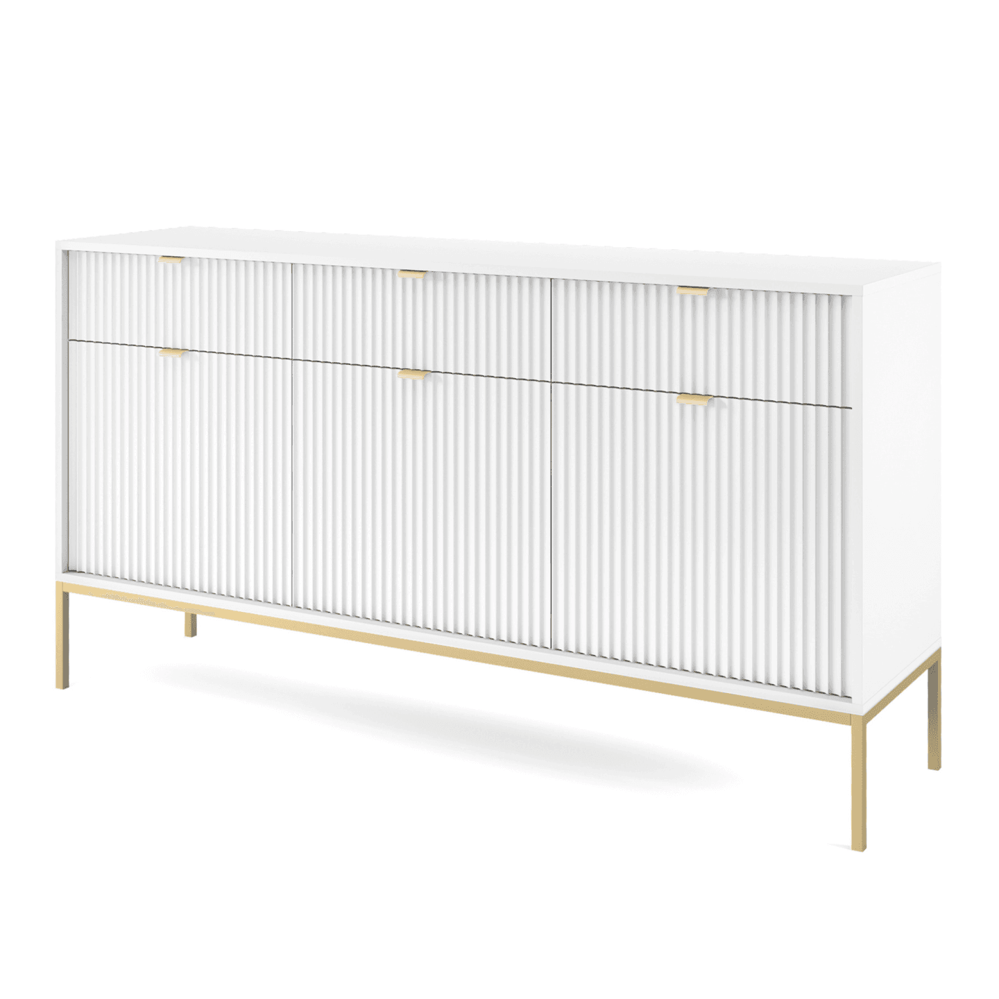 Komoda 154 cm Crow biała + złote nóżki