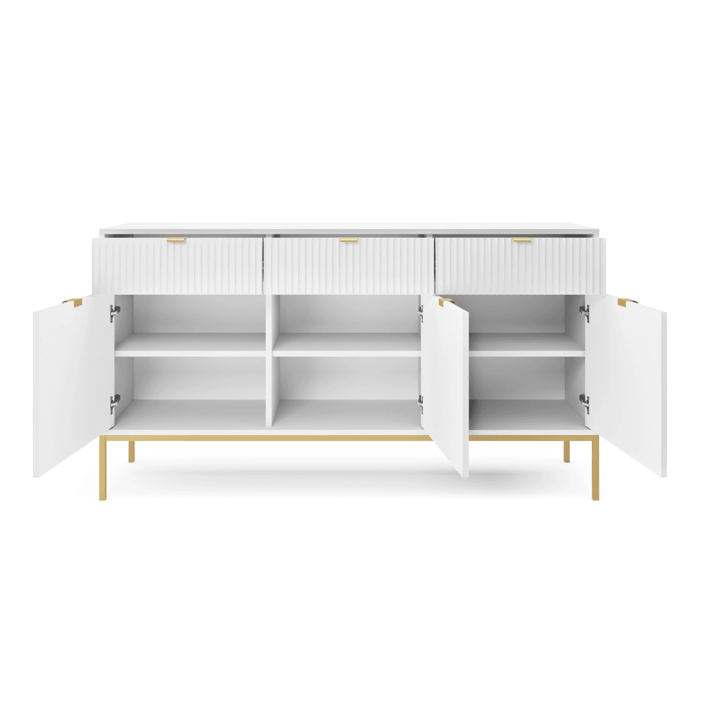 Komoda 154 cm Crow biała + złote nóżki