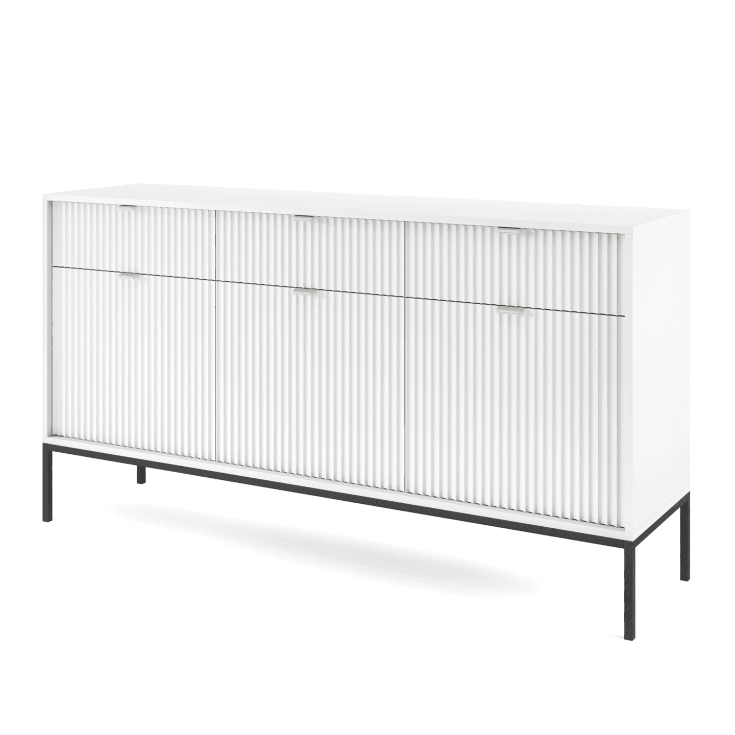 Komoda 154 cm Crow biała + czarne nóżki