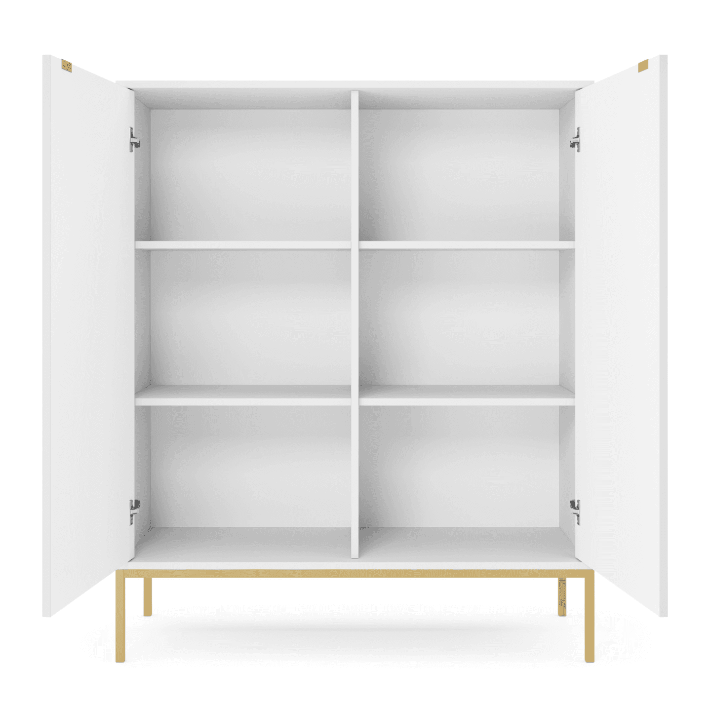 Komoda wysoka 104 cm Crow biała + złote nóżki