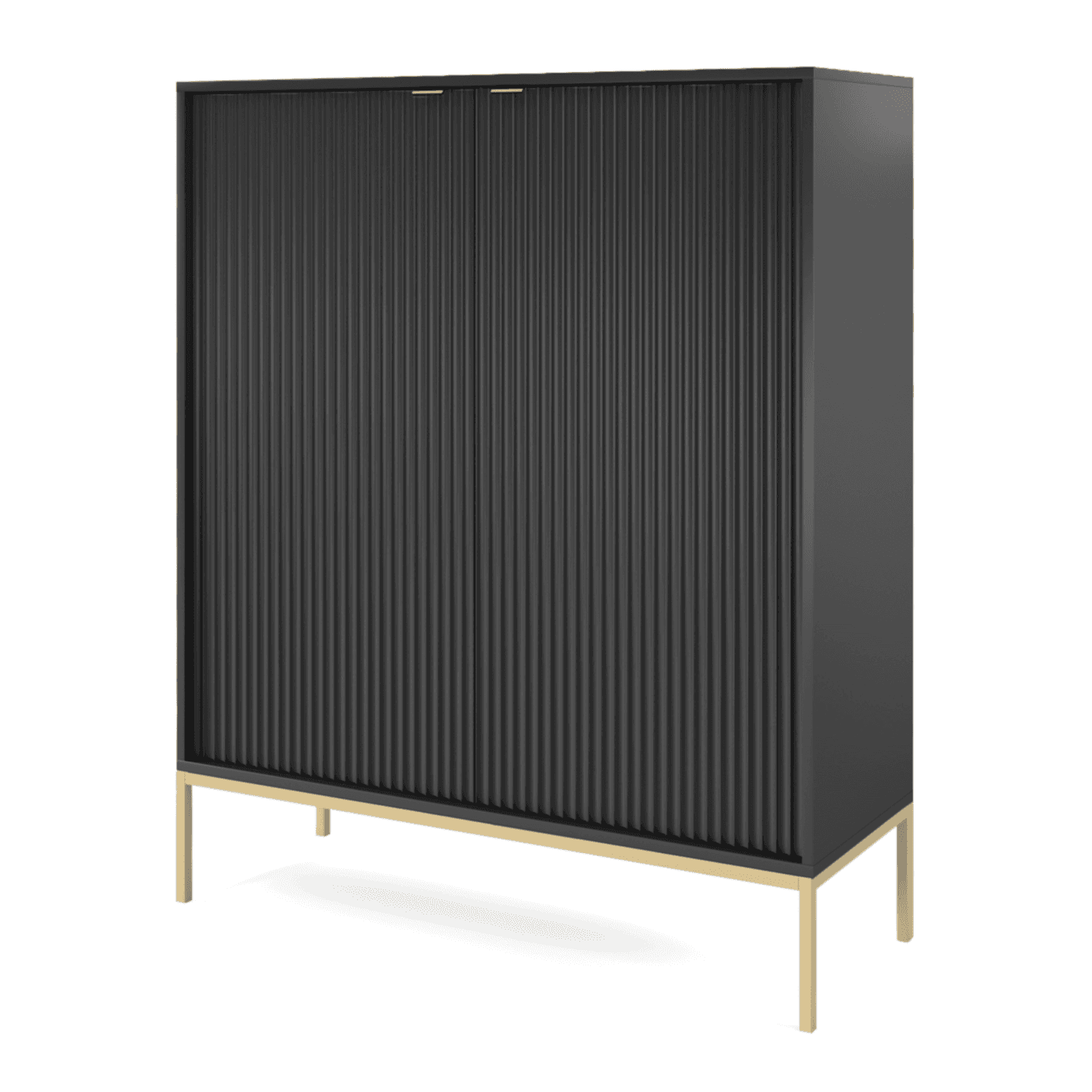 Komoda wysoka 104 cm Crow czarna + złote nóżki