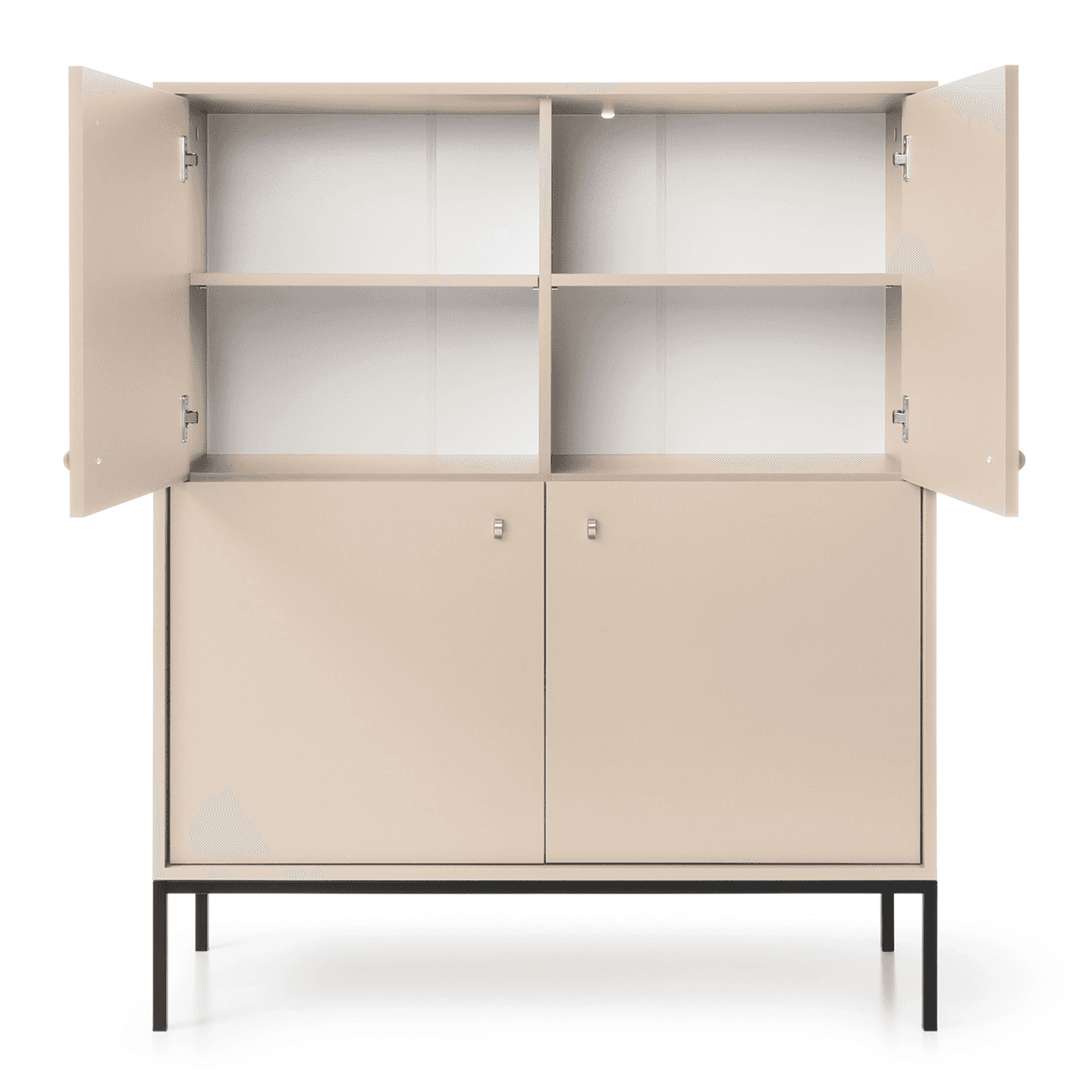 Komoda wysoka Linea 104 beż + czarne nóżki