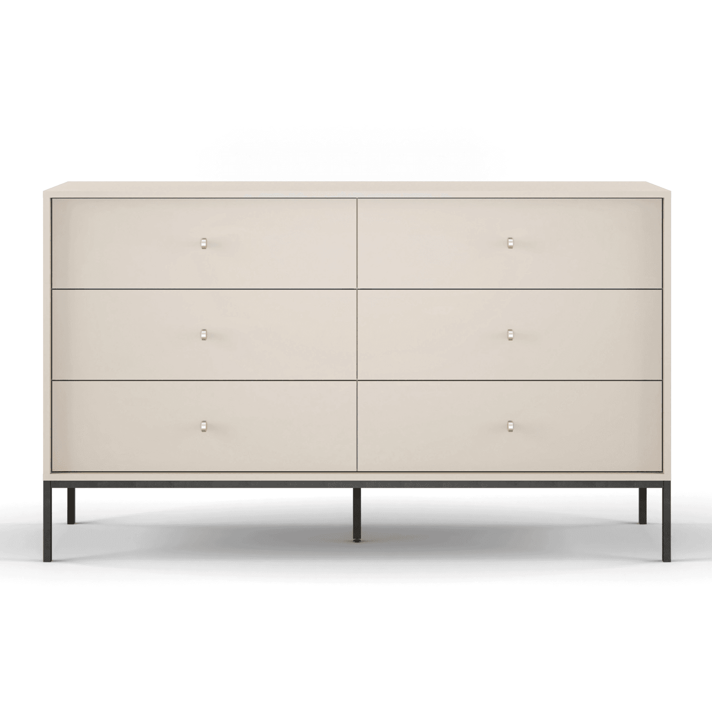 Komoda Linea 154 z sześcioma szufladami beż + czarne nóżki
