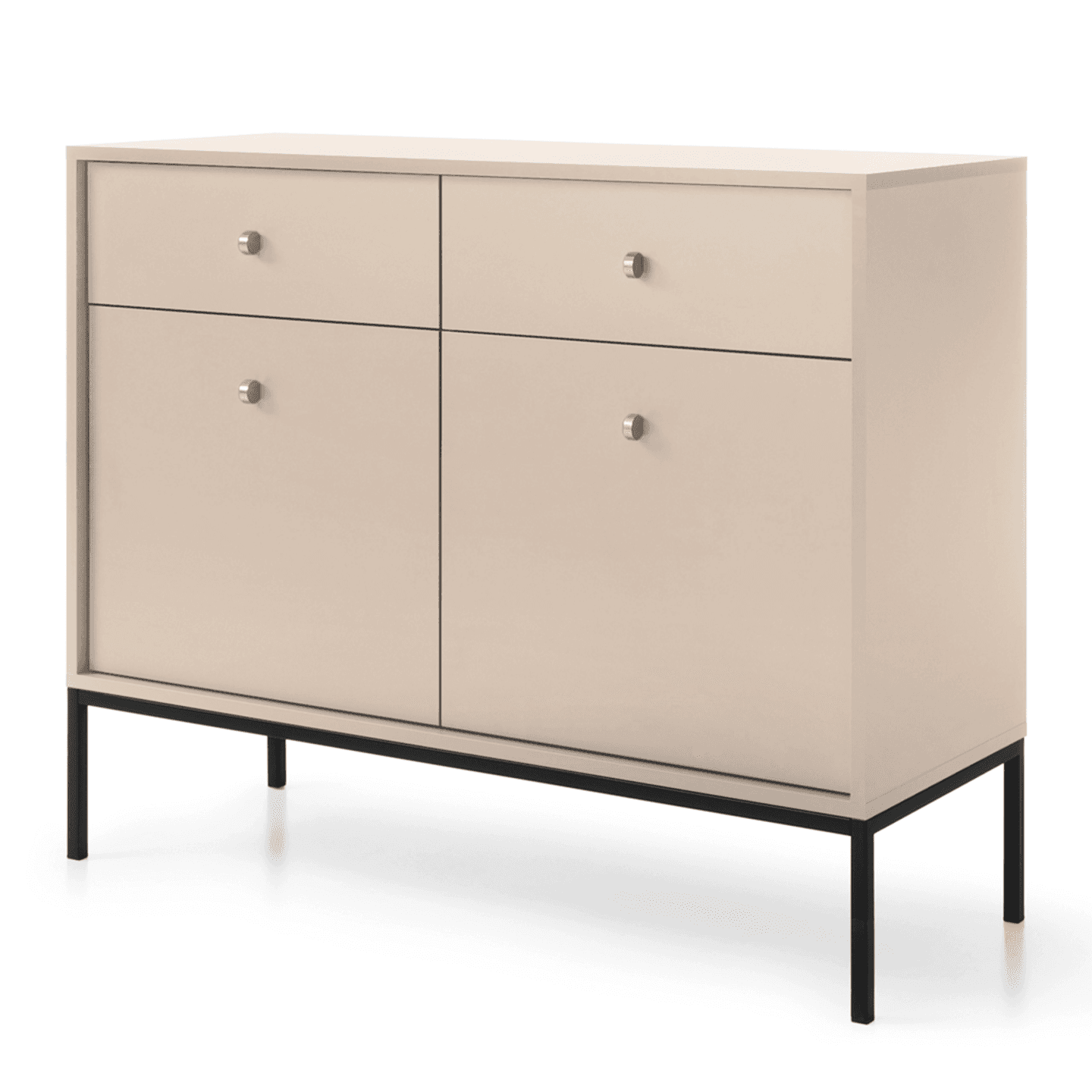 Komoda Linea 104 cm beż + czarne nóżki