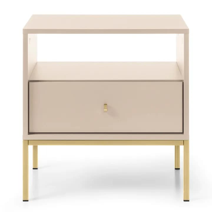 Stolik nocny Linea 54 cm beż + złote nóżki