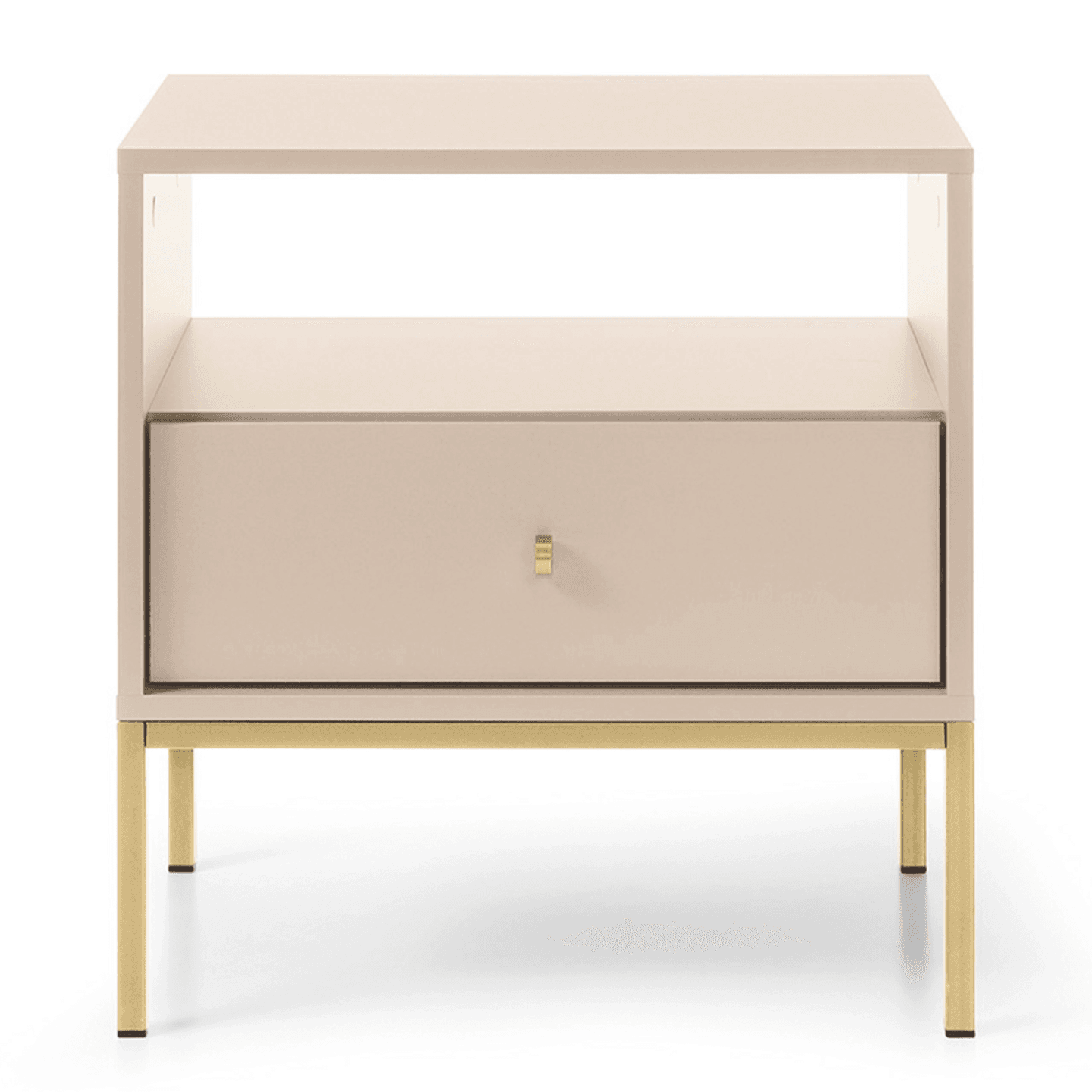 Stolik nocny Linea 54 cm beż + złote nóżki