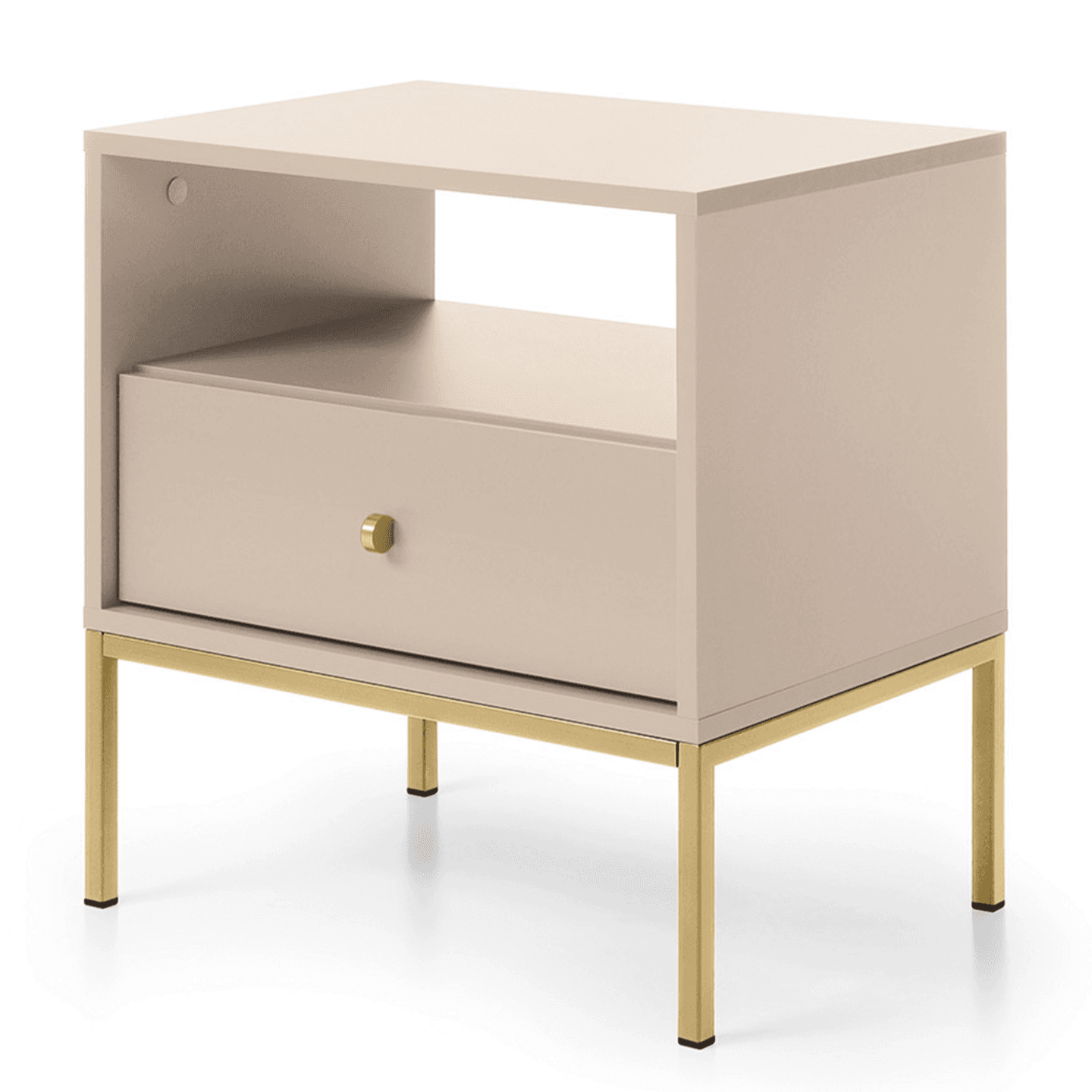 Stolik nocny Linea 54 cm beż + złote nóżki