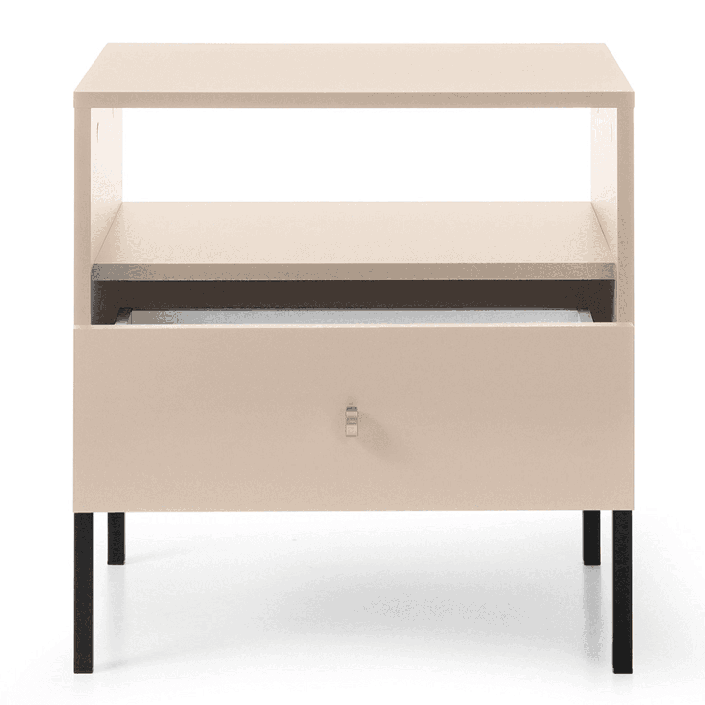 Stolik nocny Linea 54 cm beż + czarne nóżki