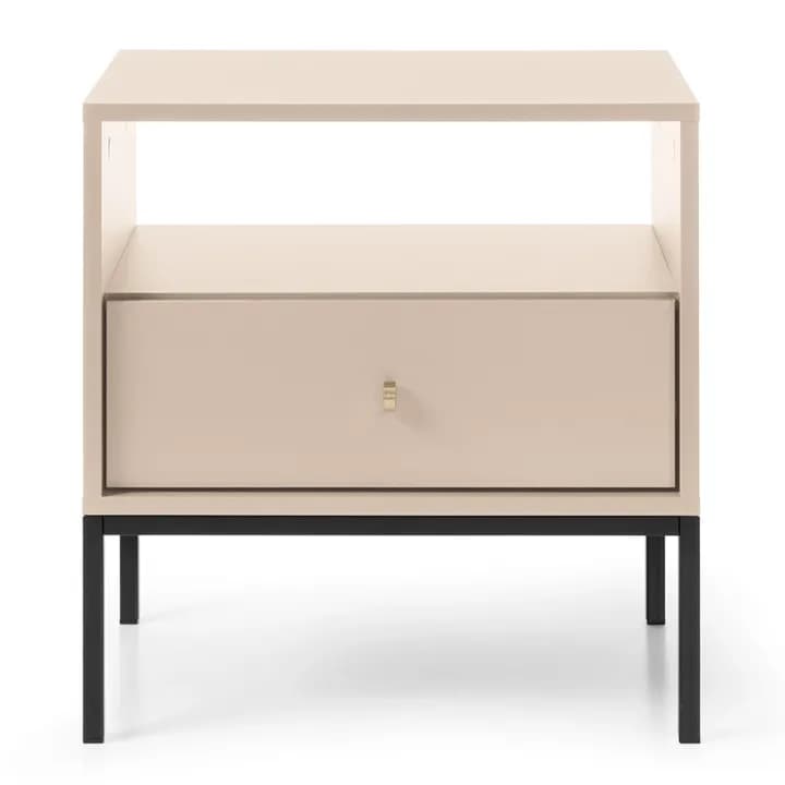 Stolik nocny Linea 54 cm beż + czarne nóżki