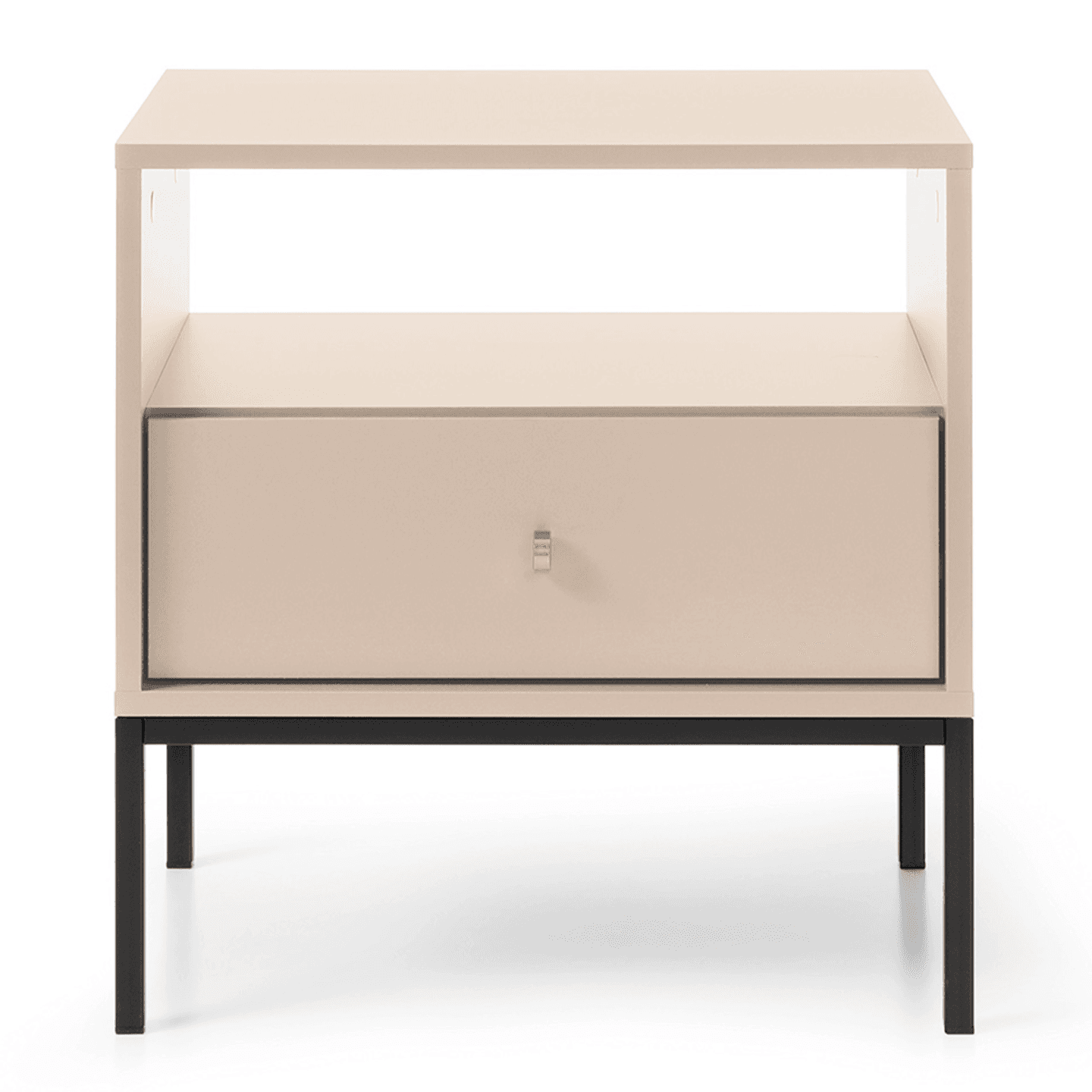 Stolik nocny Linea 54 cm beż + czarne nóżki