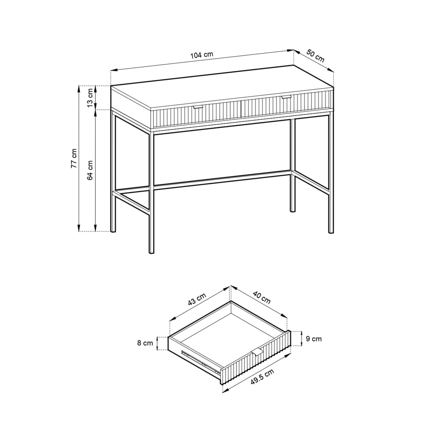 Toaletka Crow 104 cm labrador + złoty stelaż