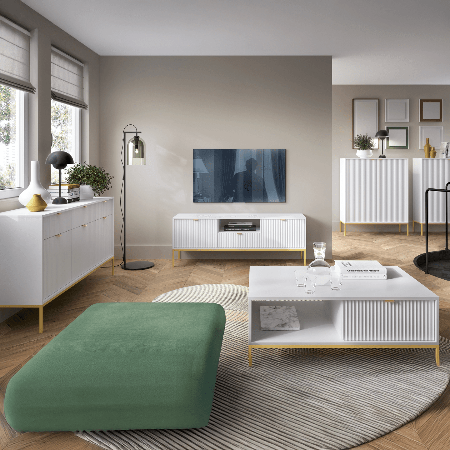 Toaletka Crow 104 cm biała + złoty stelaż