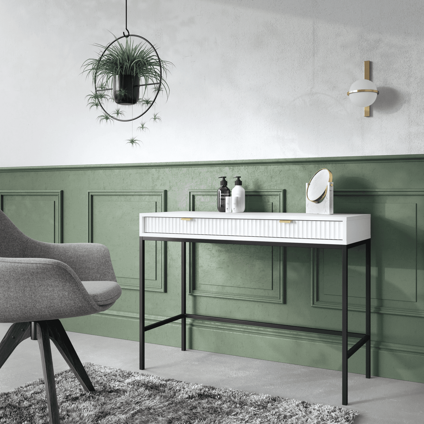 Toaletka Crow 104 cm biała + czarny stelaż - zdjęcie 2