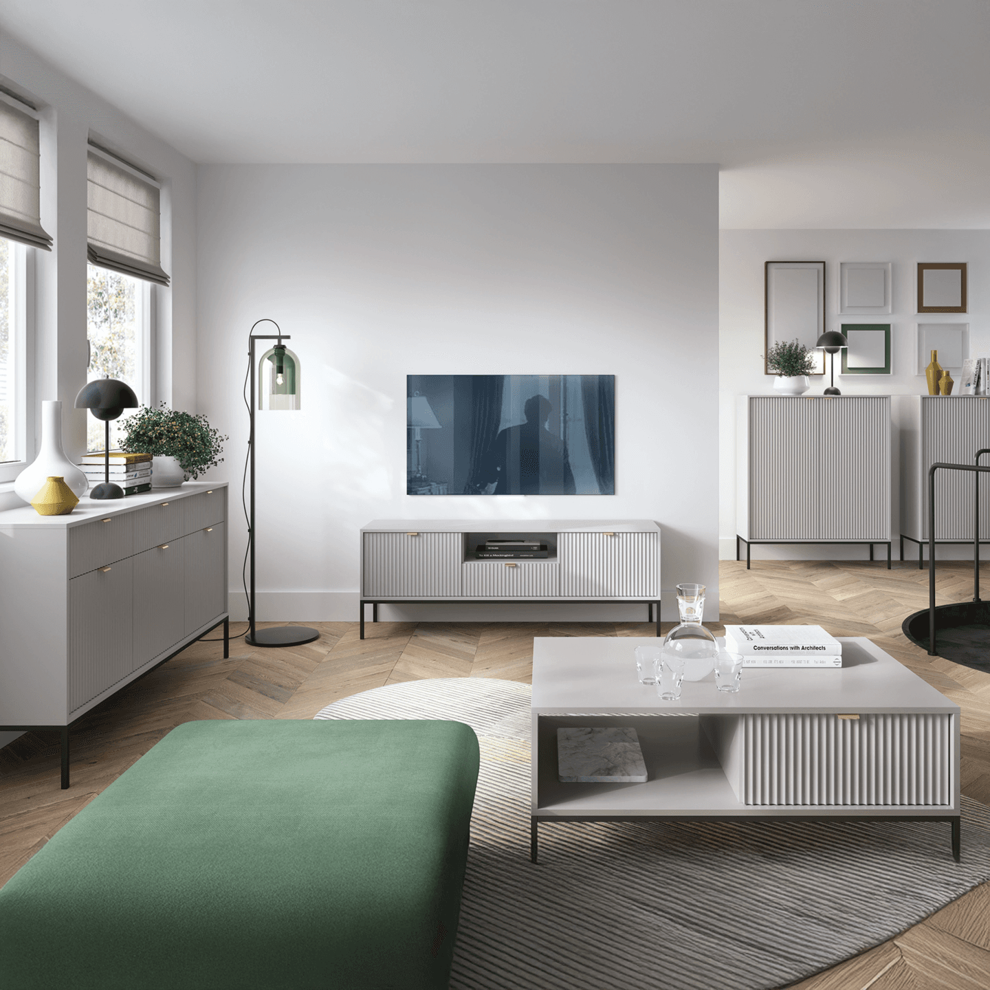 Toaletka Crow 104 cm szara + czarny stelaż