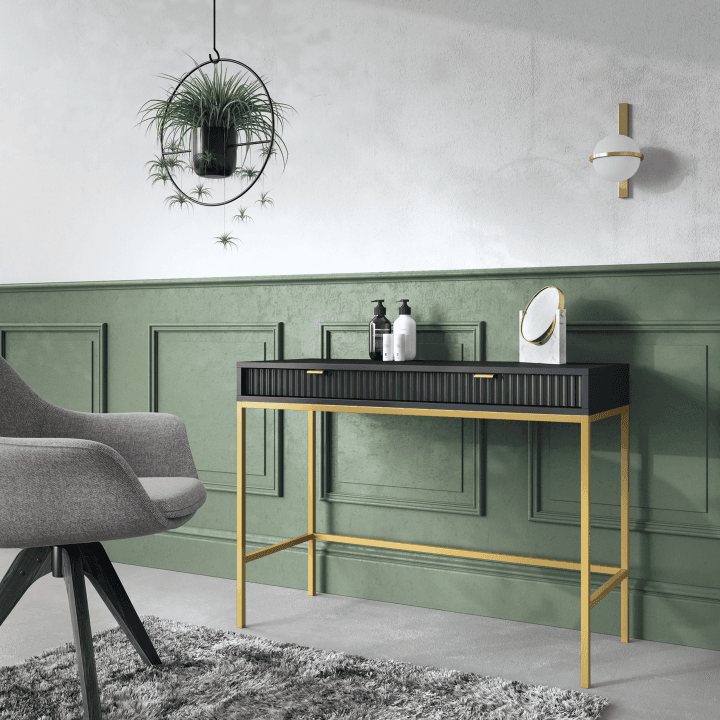 Toaletka Crow 104 cm czarna + złoty stelaż - zdjęcie 2