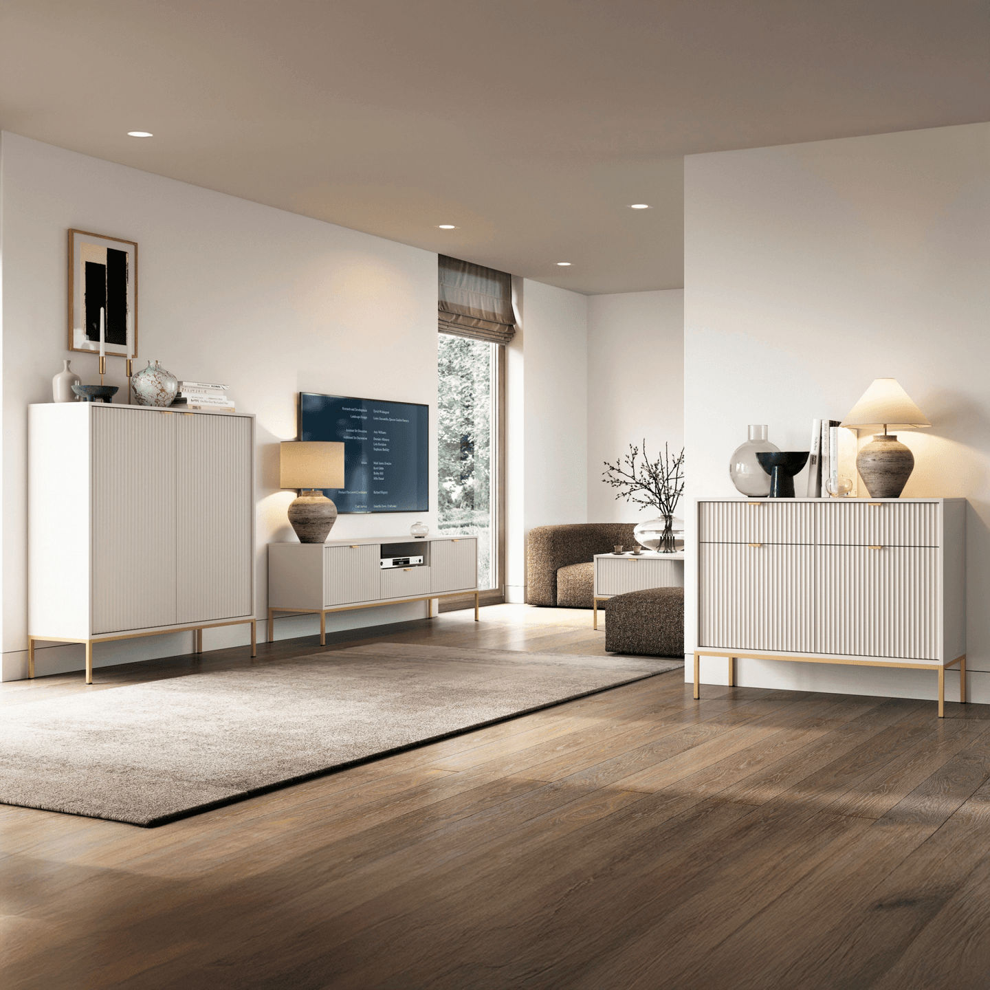 Toaletka Crow 104 cm kaszmir + złoty stelaż