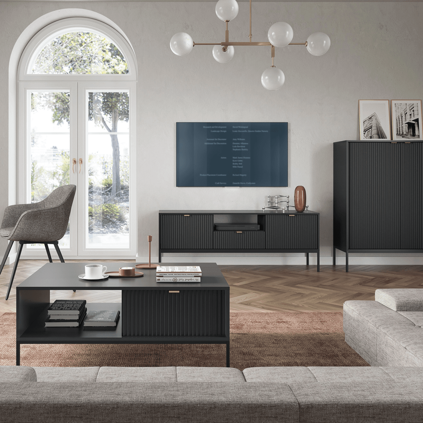 Komoda wysoka 104 cm Crow czarna + czarne nóżki