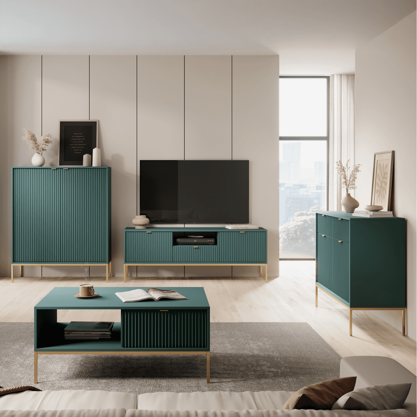 Komoda wysoka 104 cm Crow labrador + złote nóżki