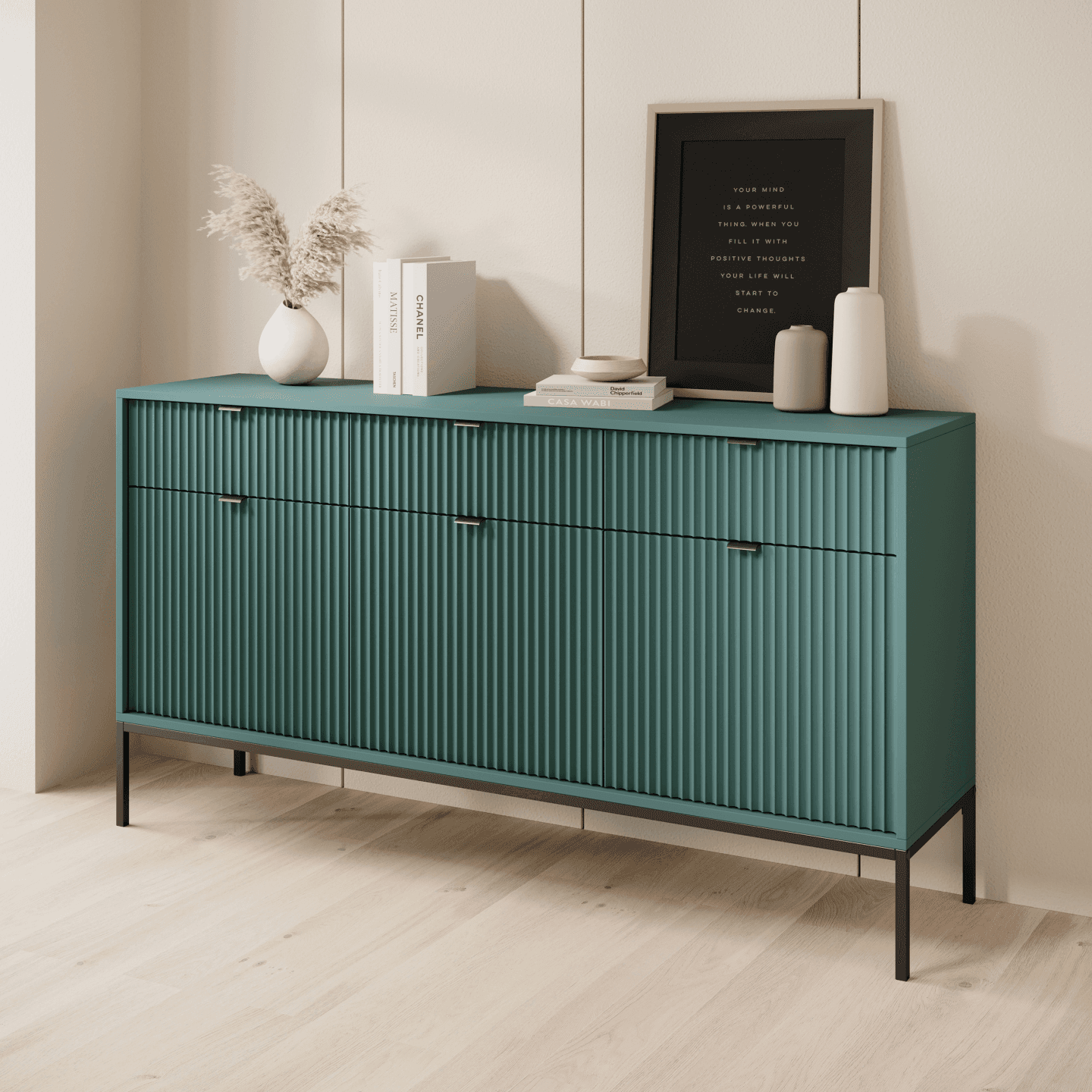 Komoda 154 cm Crow labrador + czarne nóżki