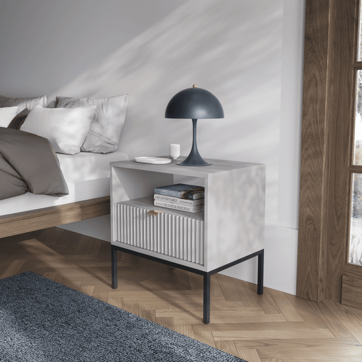 Stolik nocny Crow 54 cm szary + czarny stelaż - zdjęcie 2