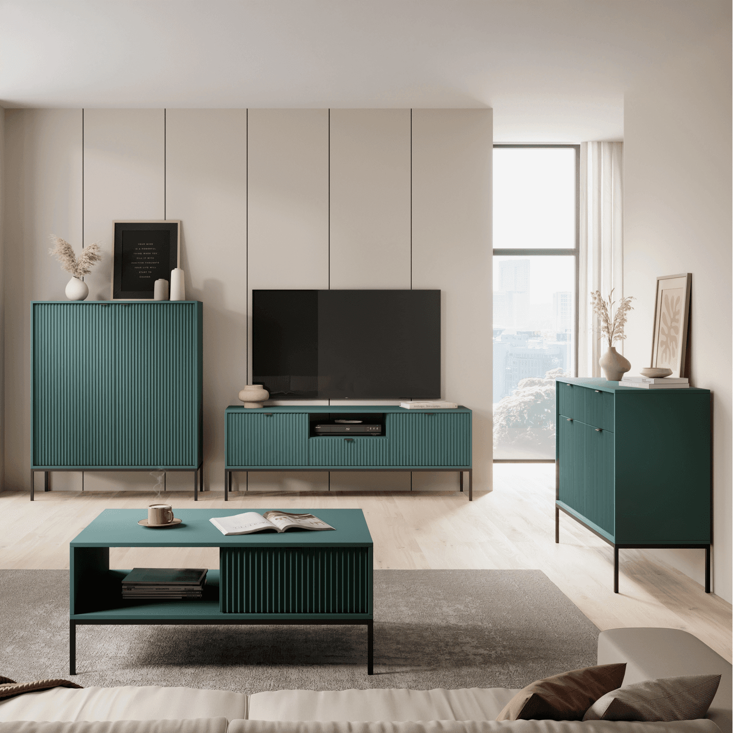 Stolik nocny Crow labrador + czarne nóżki