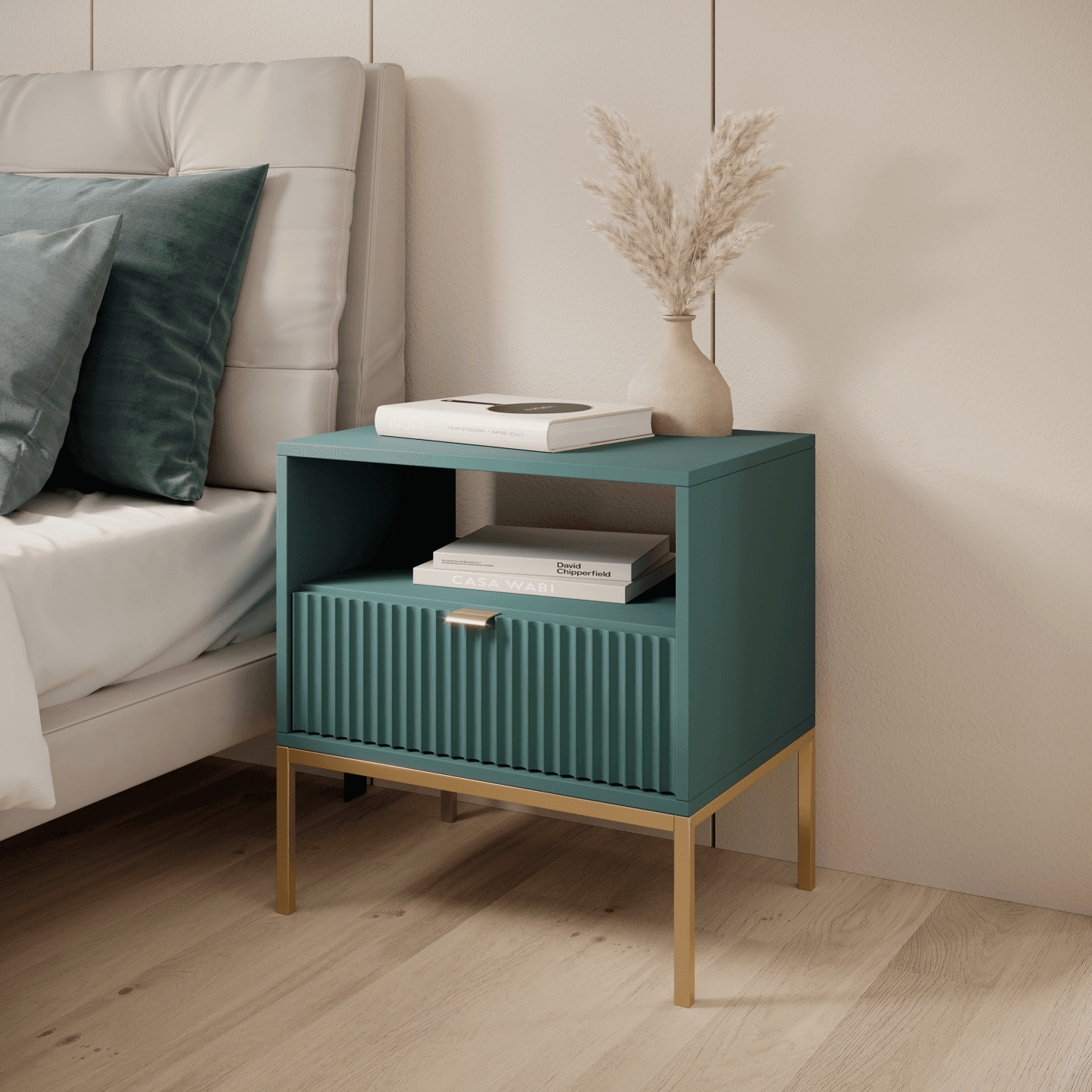 Stolik nocny Crow labrador + złote nóżki