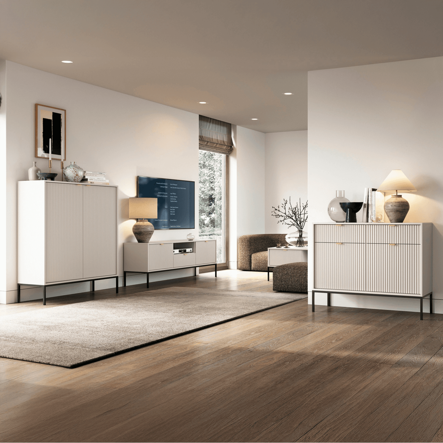 Stolik nocny Crow kaszmir + czarne nóżki