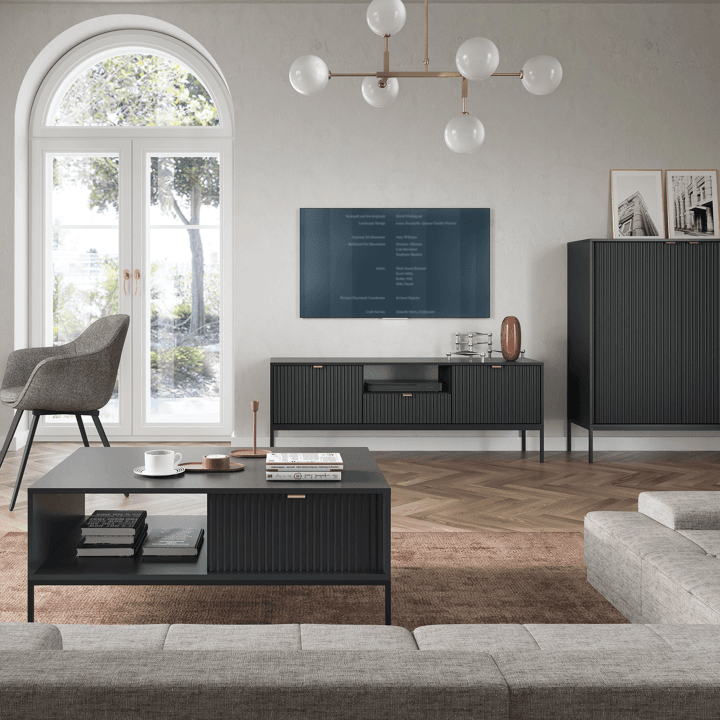 Stolik nocny Crow 54 cm czarny + czarny stelaż - zdjęcie 2