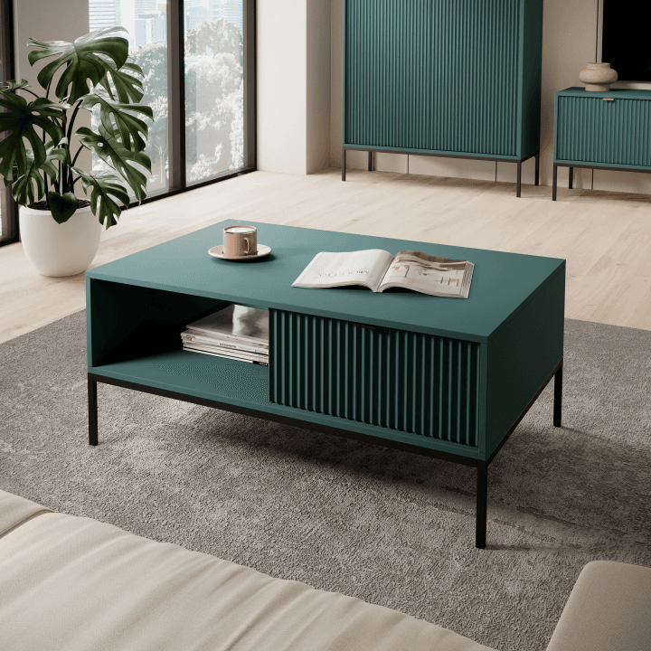 Stolik kawowy Crow 104 cm labrador + czarny stelaż - zdjęcie 2