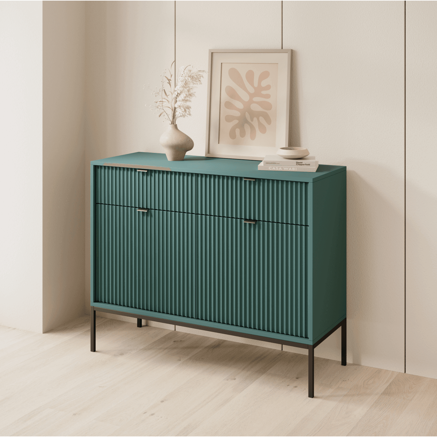 Komoda Crow 104 cm labrador + czarne nóżki