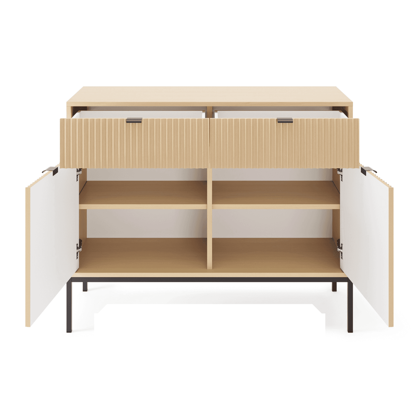 Komoda Crow 104 cm dąb vicenza + czarne nóżki