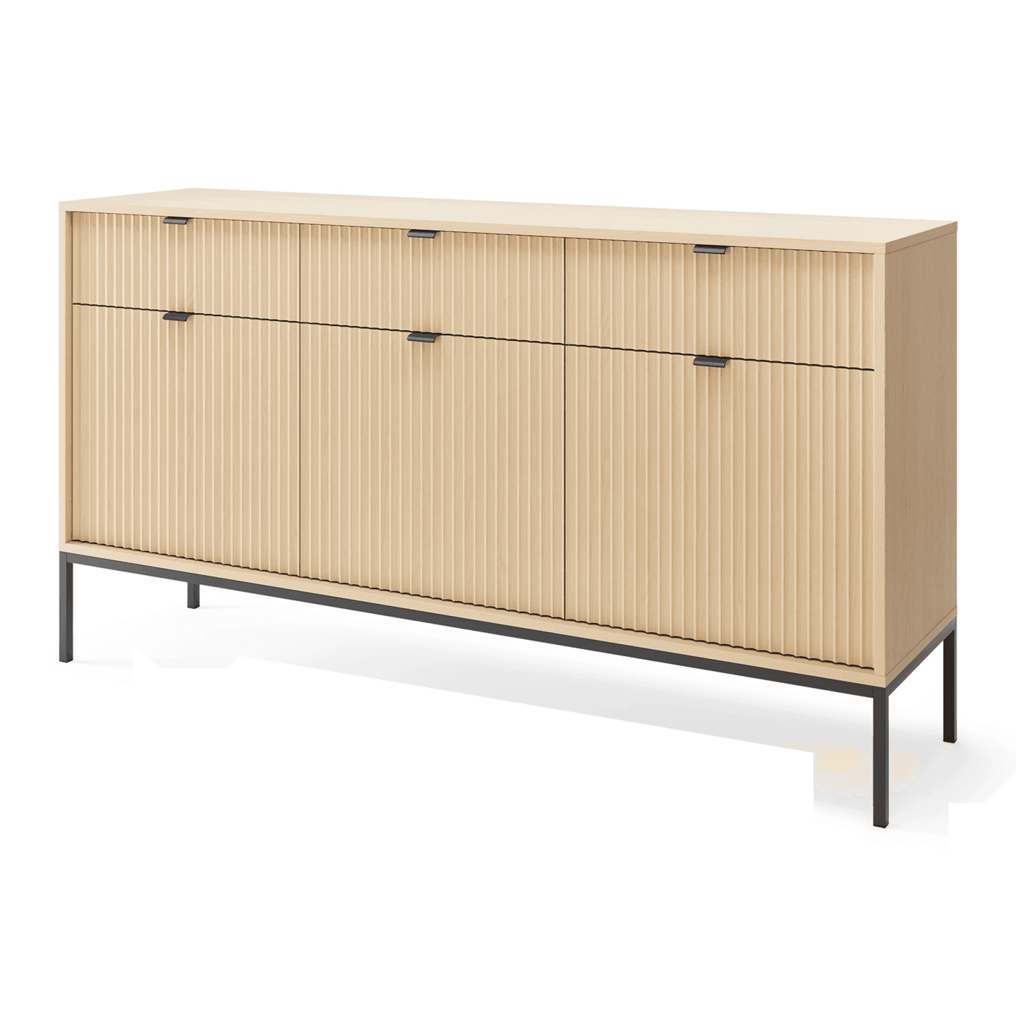 Komoda Crow 154 cm dąb vicenza + czarne nóżki