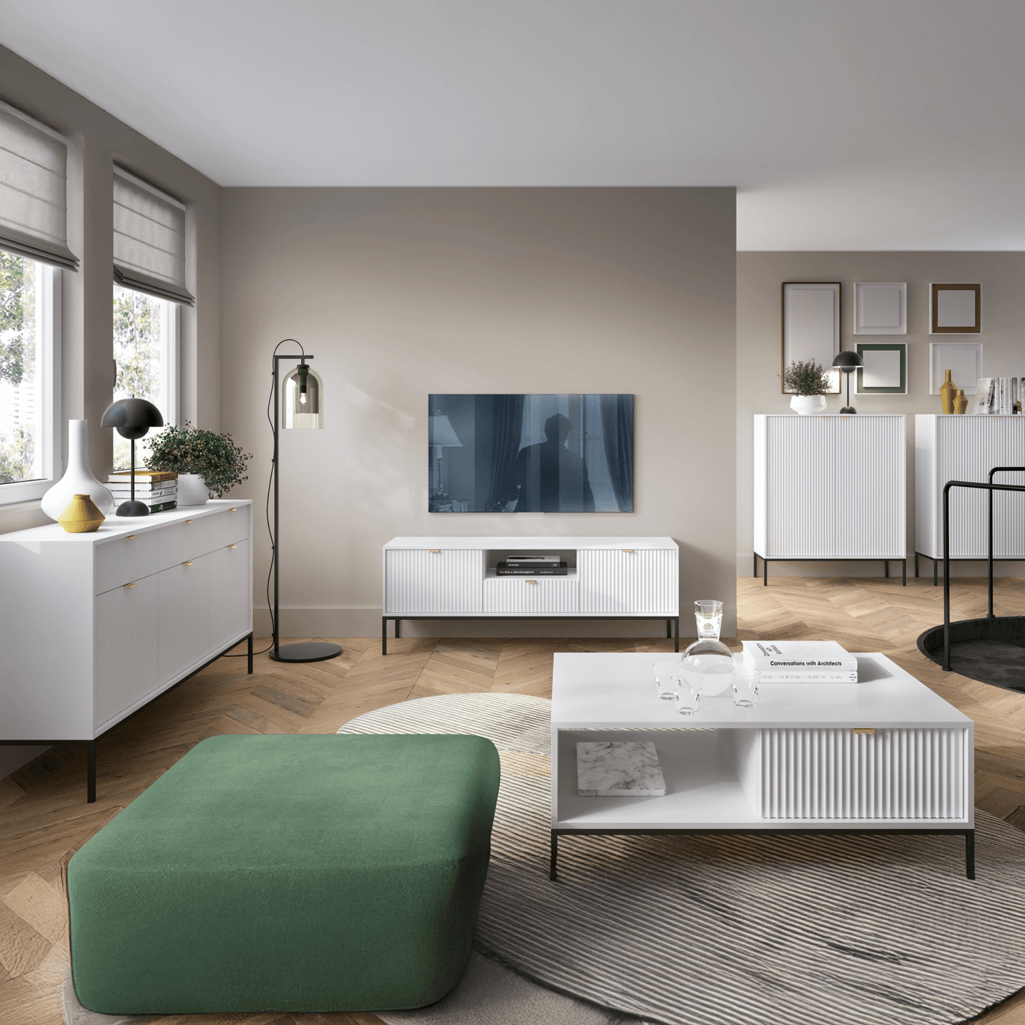 Komoda Crow z sześcioma szufladami biała + czarne nóżki