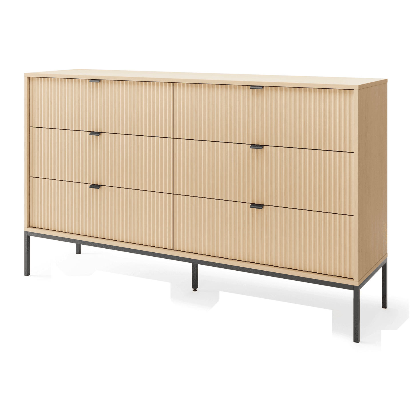 Komoda Crow z sześcioma szufladami dąb vicenza + czarne nóżki