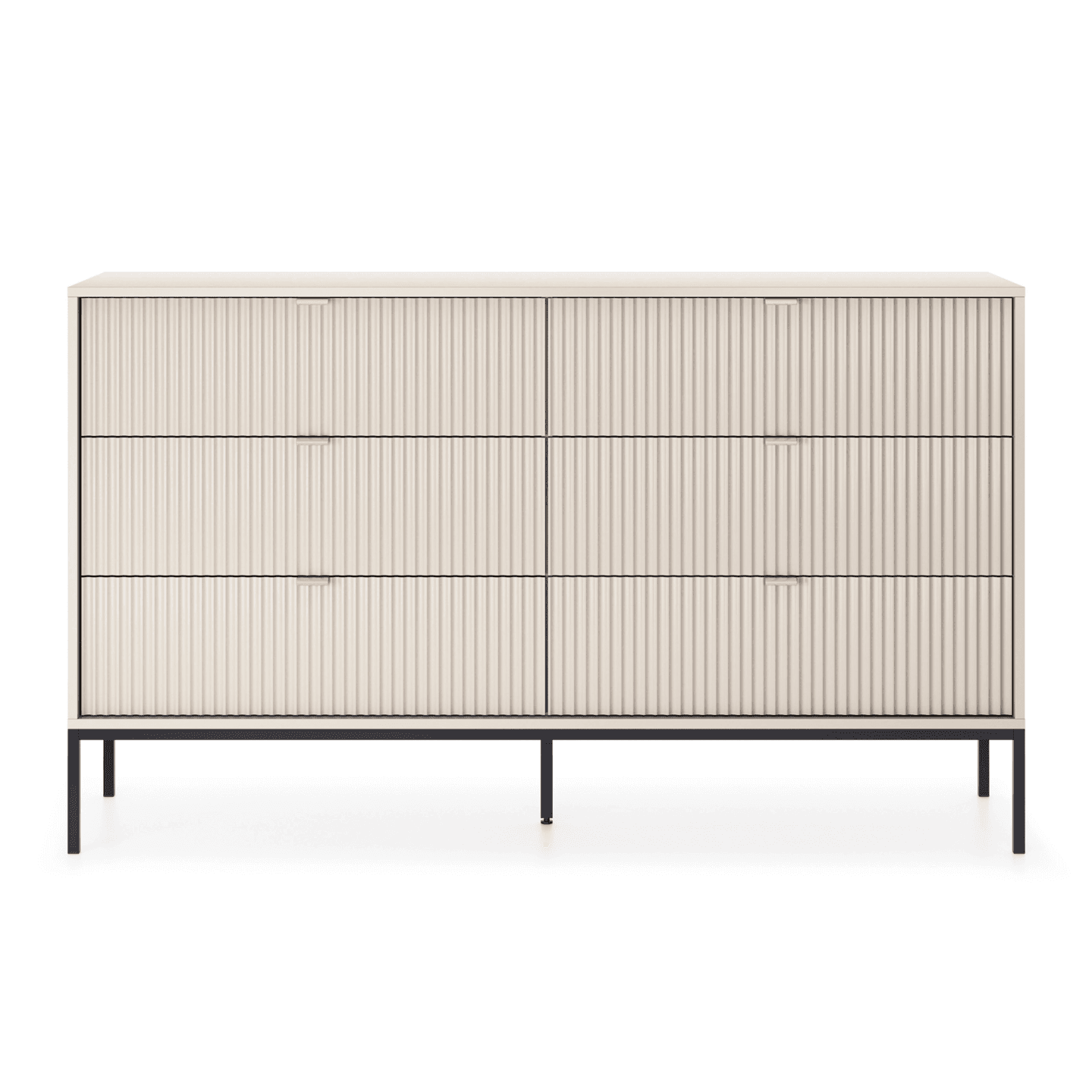 Komoda Crow z sześcioma szufladami kaszmir + czarne nóżki
