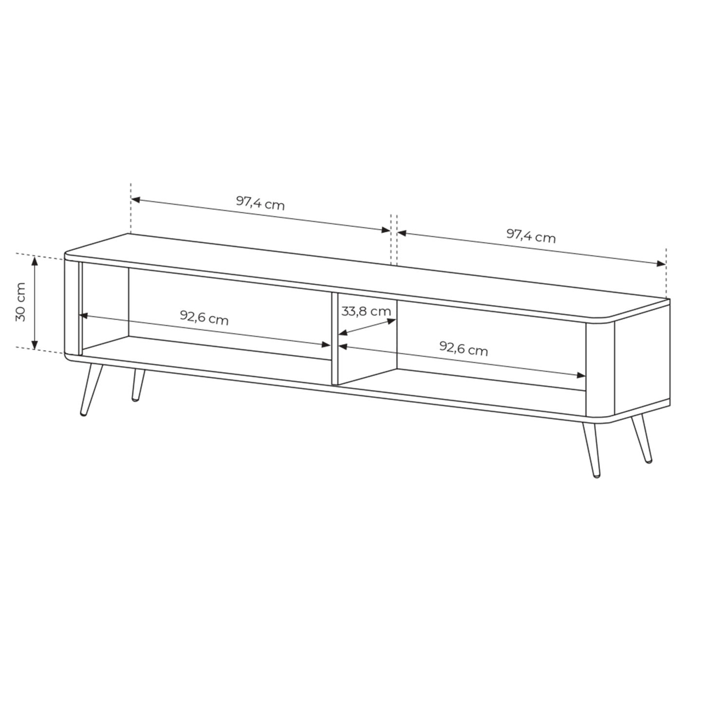 Szafka RTV Beżowa ze złotymi nogami Verona, Ryflowane fronty
