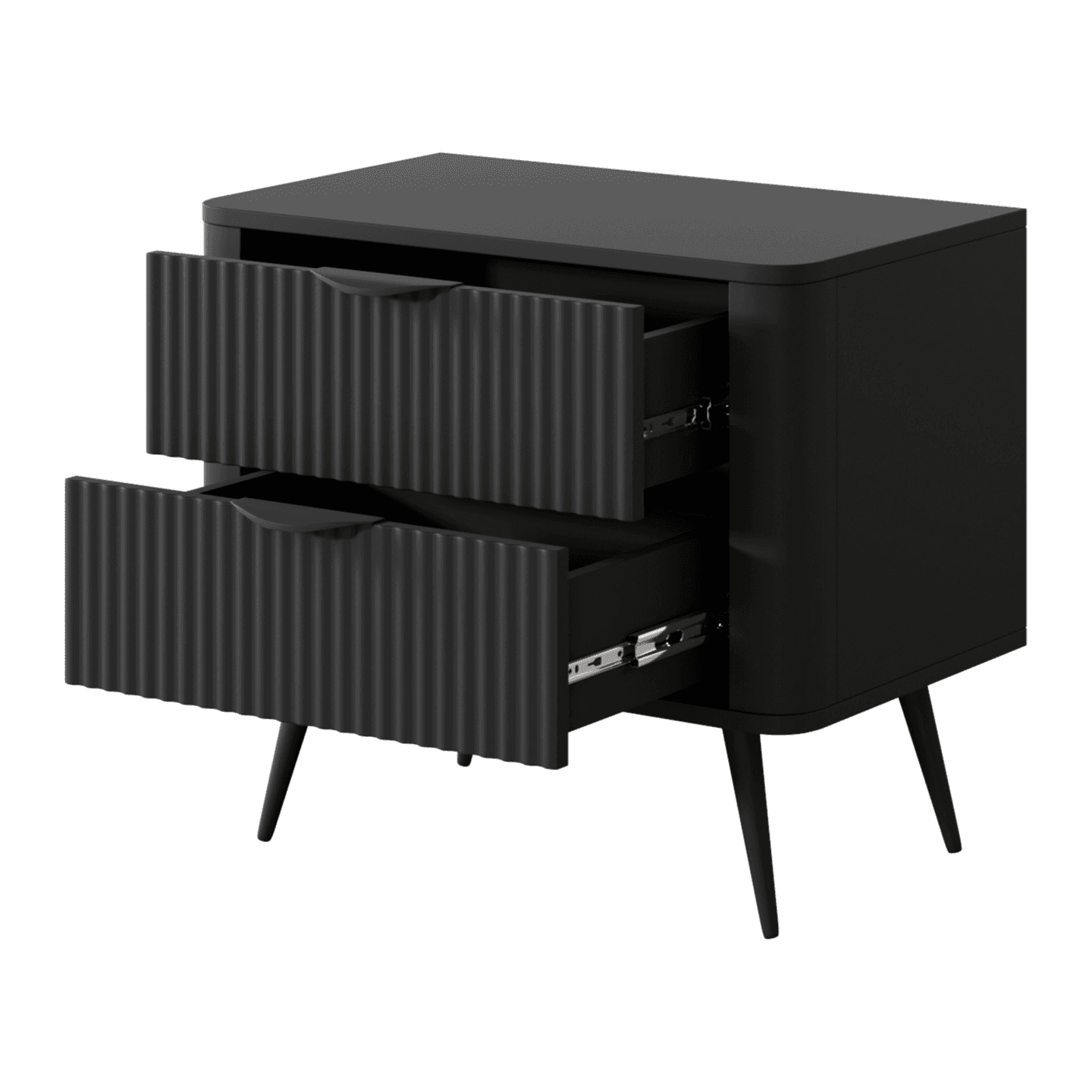 Stolik nocny czarny Verona z szufladami na nóżkach