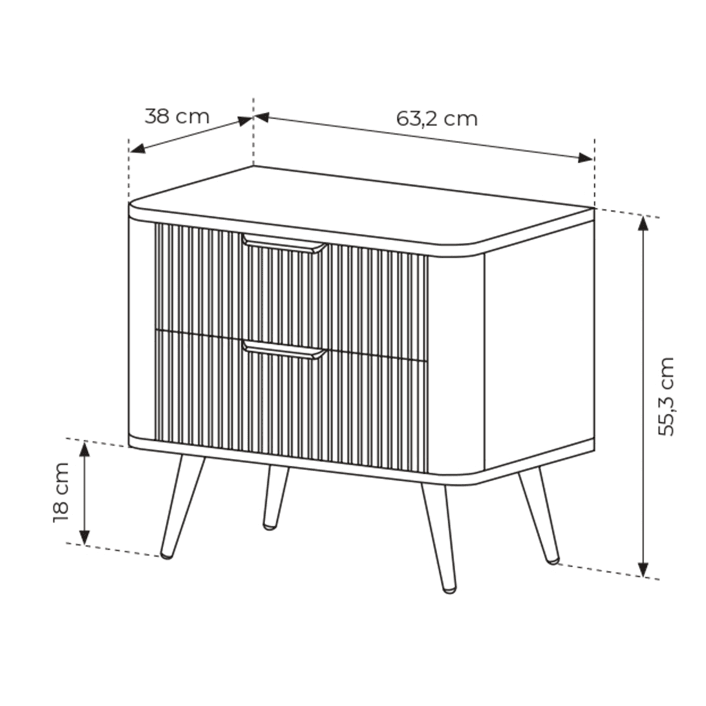 Stolik nocny czarny Verona z szufladami na nóżkach