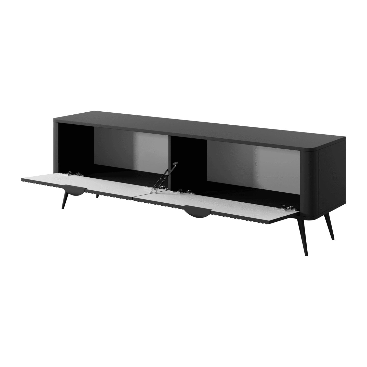 Szafka RTV Verona Czarna, ryflowana 163 cm