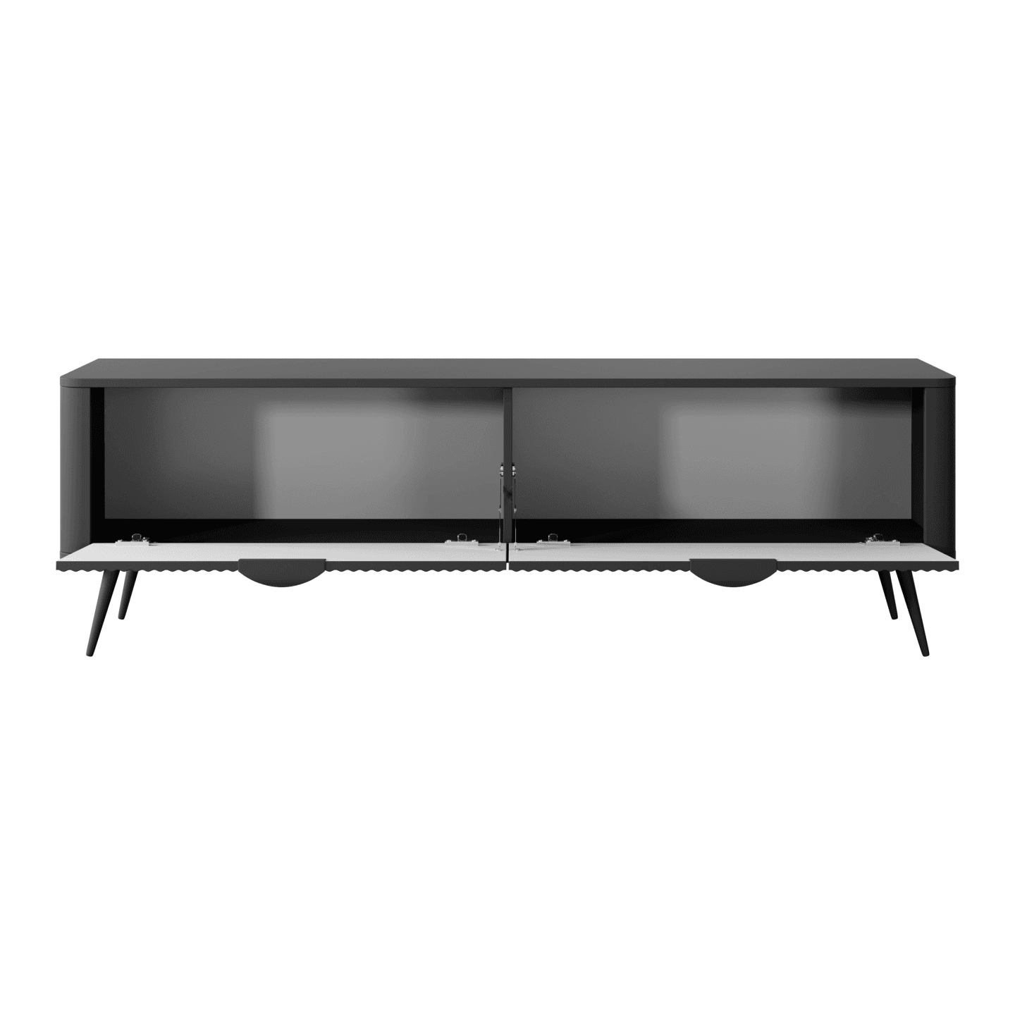 Szafka RTV Verona Czarna, ryflowana 163 cm