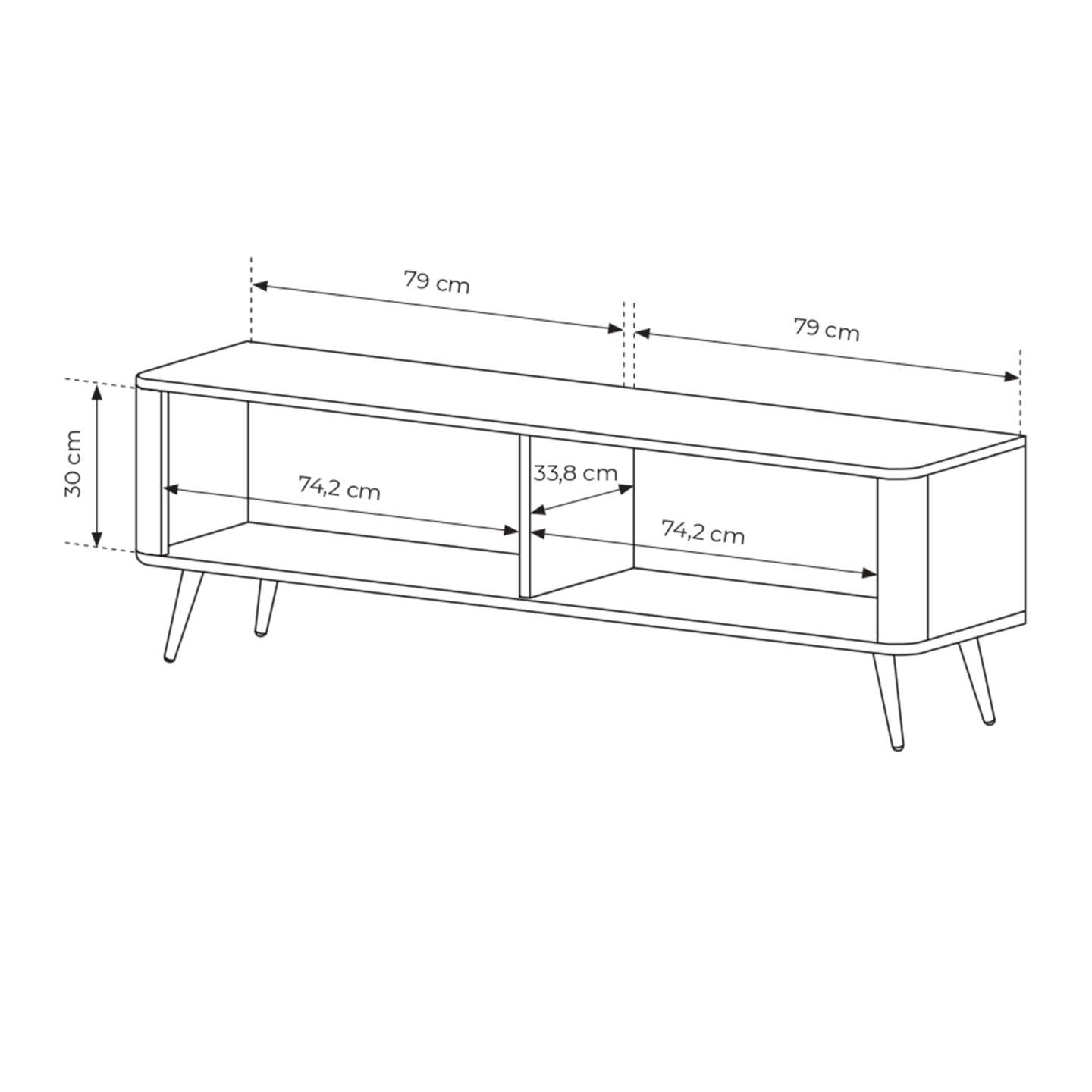 Szafka RTV Verona Czarna, ryflowana 163 cm