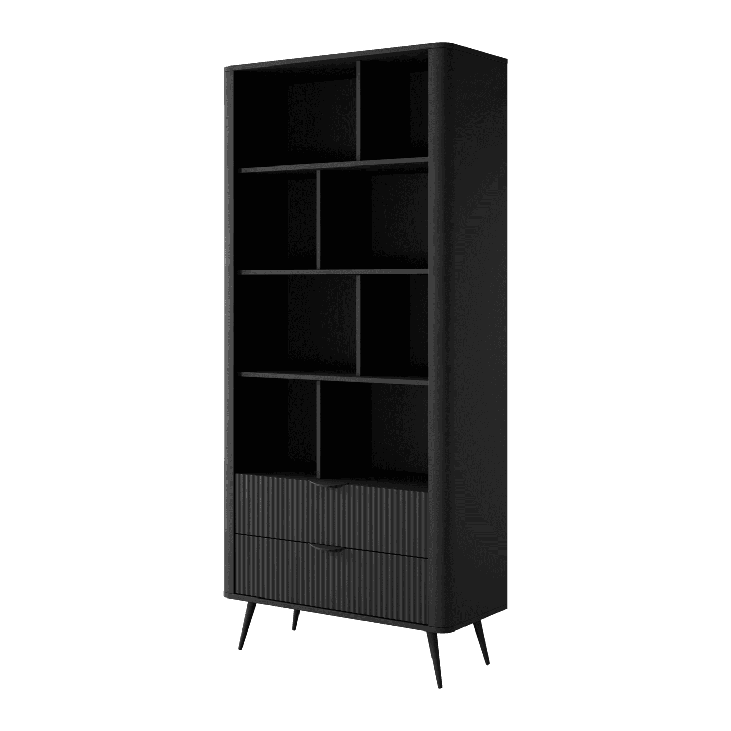 Nowoczesny Regał ryflowany z szufladami Verona Czarny