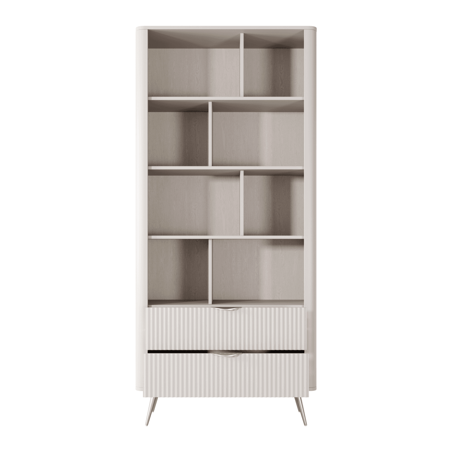 Wysoki Regał Verona Beżowy ze złotymi nogami Ryflowany, Stylowy