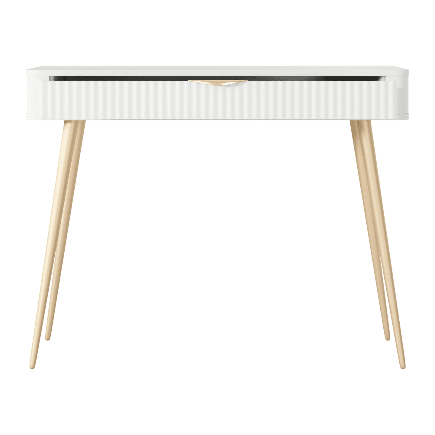Stylowa Toaletka Verona, biała ze złotymi nogami i szufladą