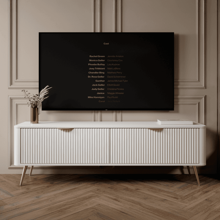 Stylowa Szafka RTV Biała ze złotymi nogami Verona - zdjęcie 2