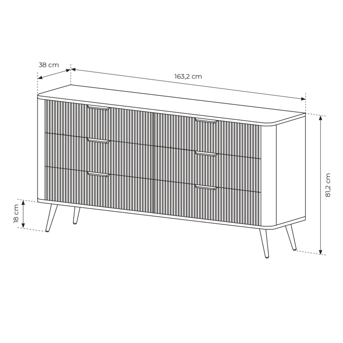 Komoda biała na złotych nóżkach Verona, 6 szuflad idealna do sypialni
