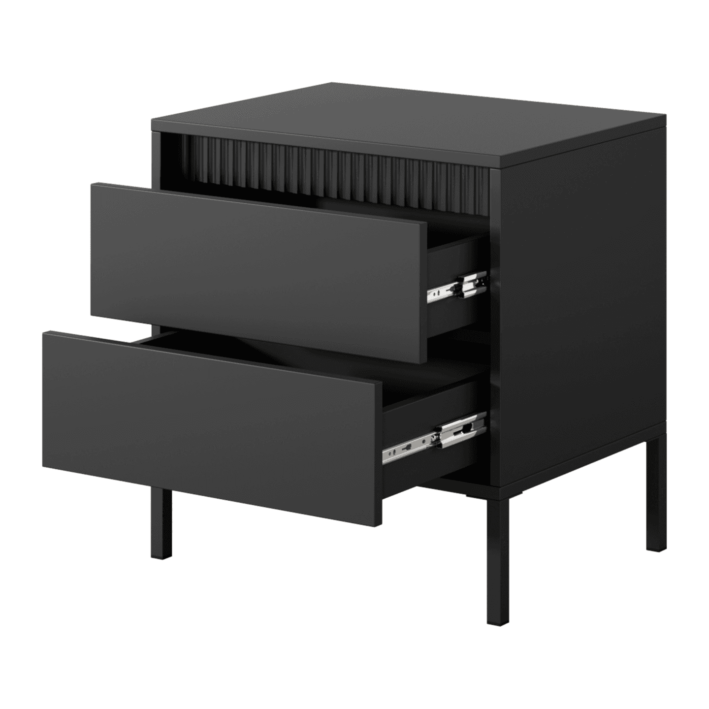 Nowoczesny Stolik nocny czarny Nelio z szufladami 53 cm