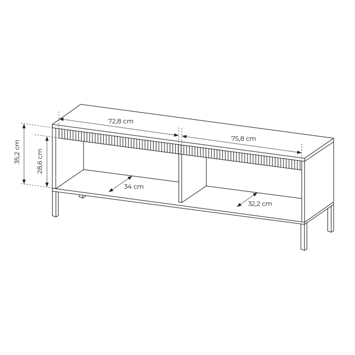 Szafka RTV czarna Nelio do salonu, Ryfle 153 cm