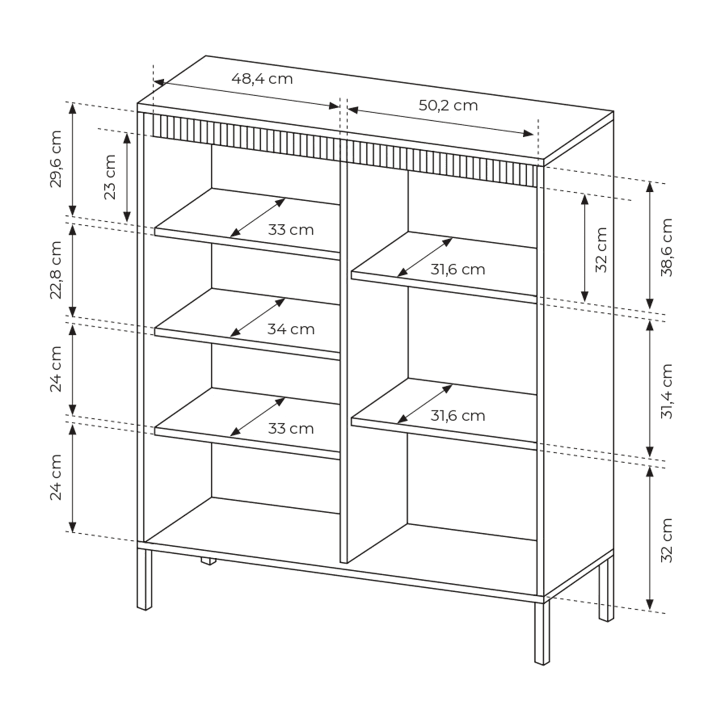 Komoda czarna Nelio trzydrzwiowa, wysoka z czarnym stelażem