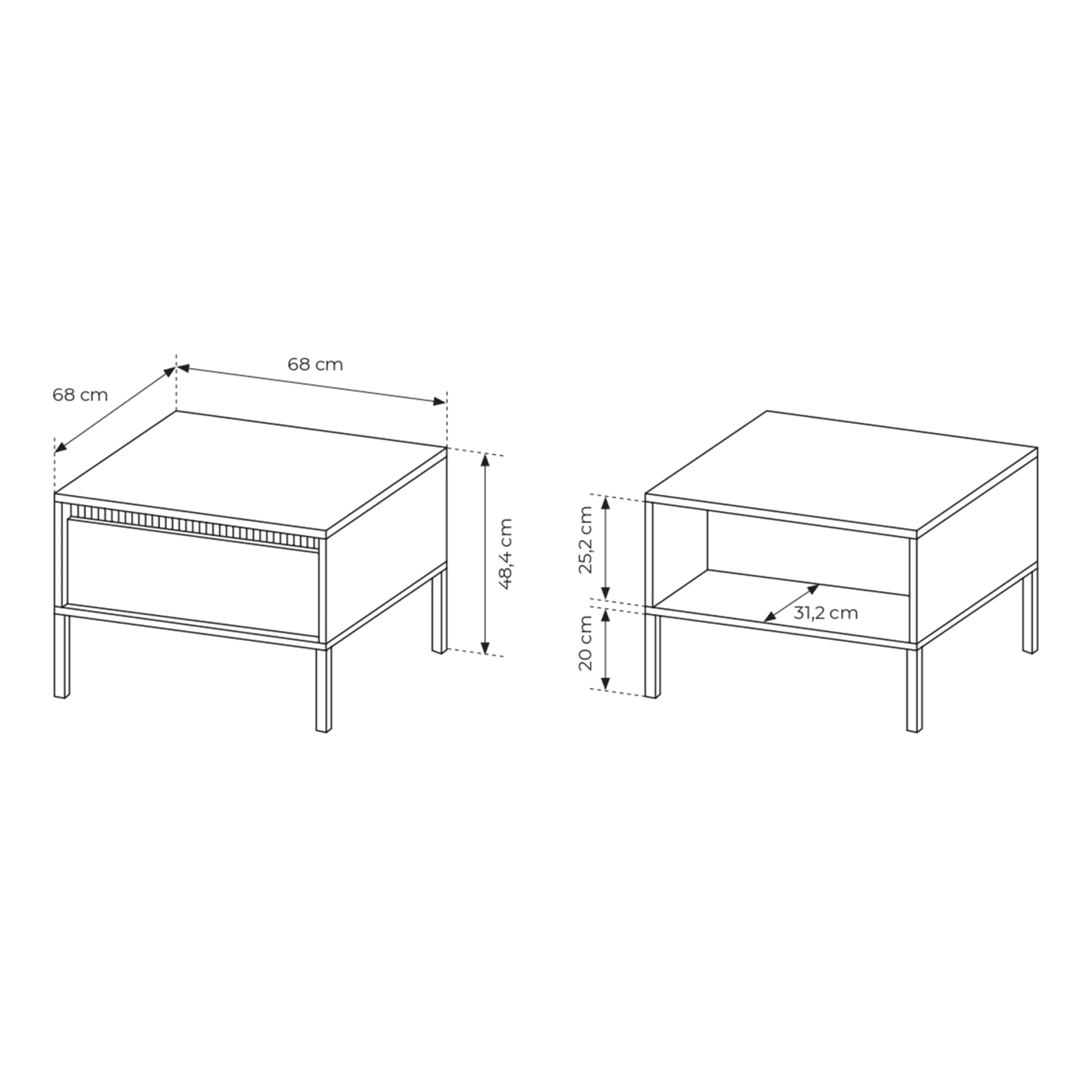 Stolik kawowy Nelio Beżowy do salonu, z szufladą